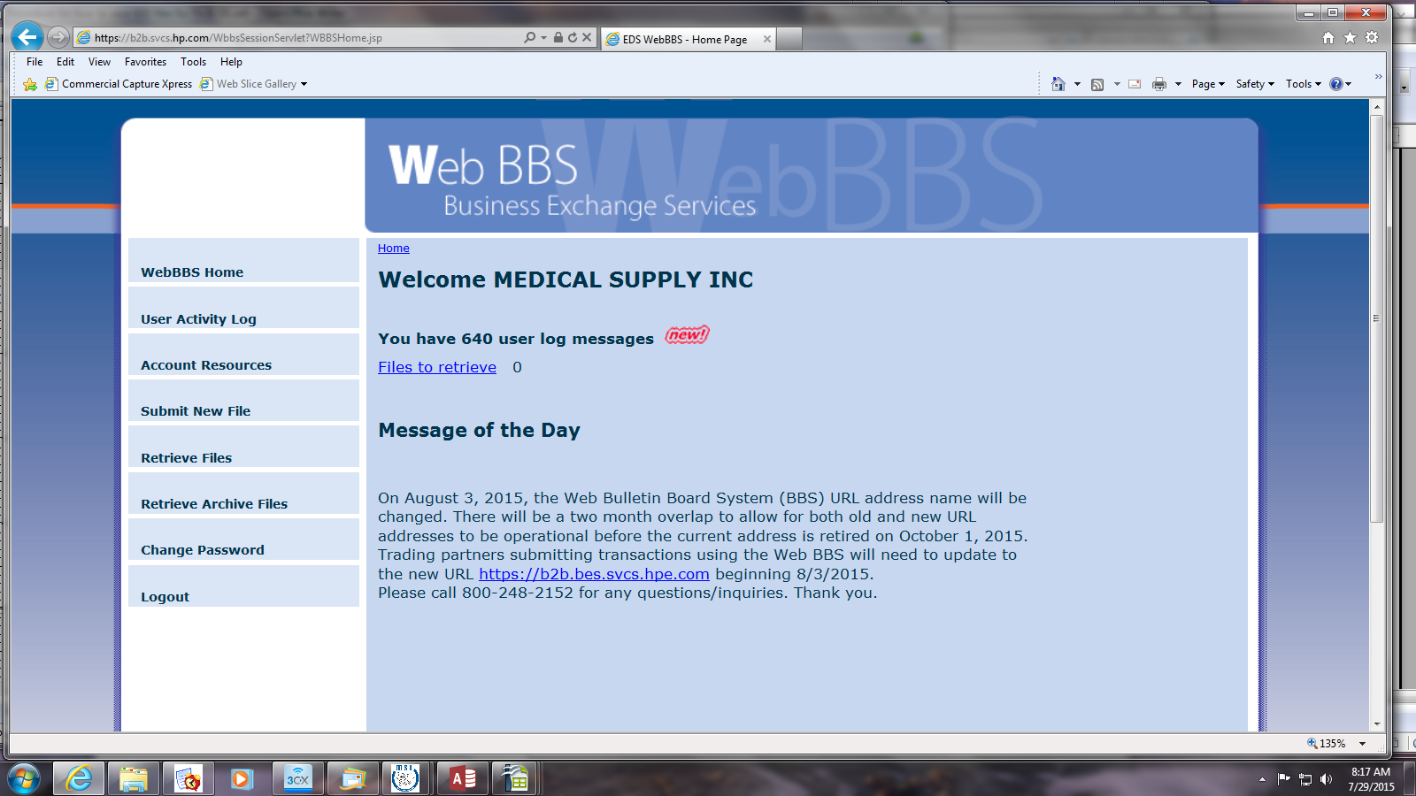 Procedure for Downloading Delaware 835 File Medical Supply Inc